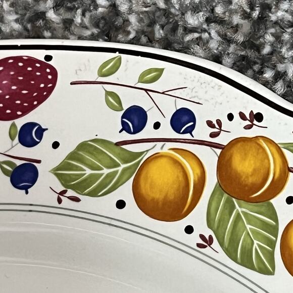 Gien France LES TARTES 11.5" Cake Plate with Handles Fruit Crate & Barrel VGUC - Picture 8 of 10